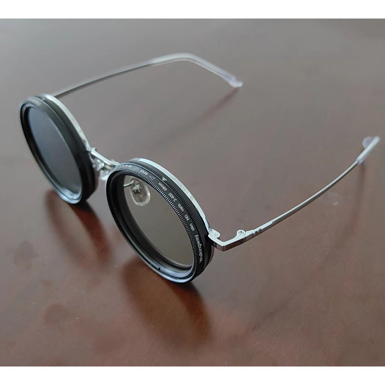 9-Speed Adjustable UV Polarized Sunglasses | TAC Lens, Vintage Round Frame