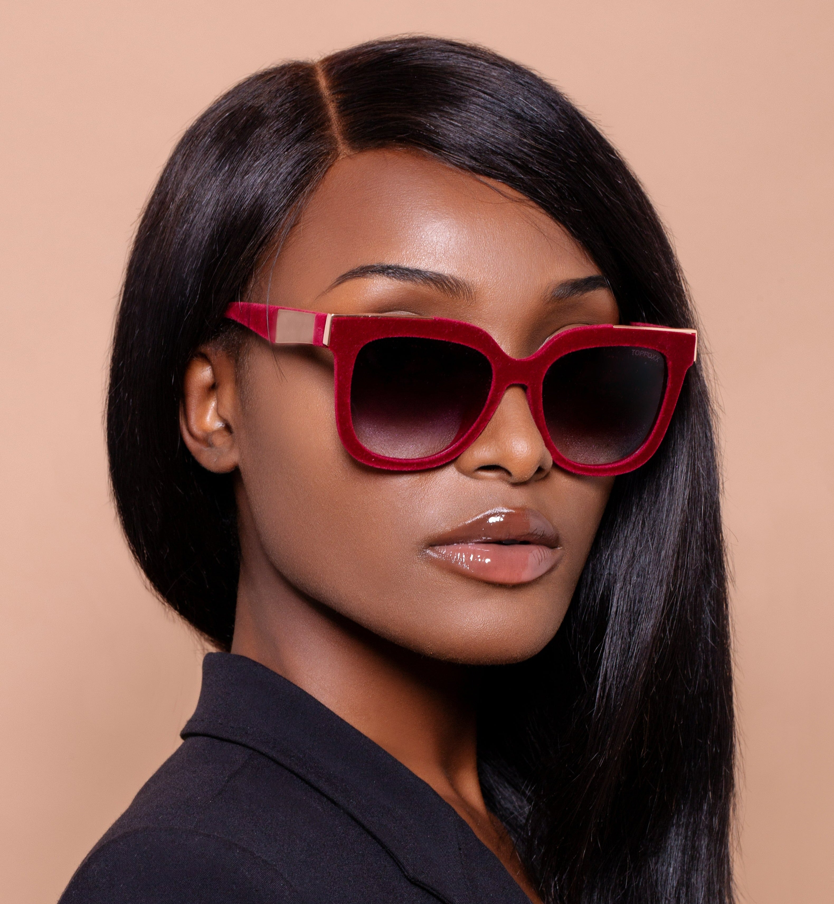 Coco Red Velvet Wayfarer Sunglasses — Bold Frames, UV400 Protection