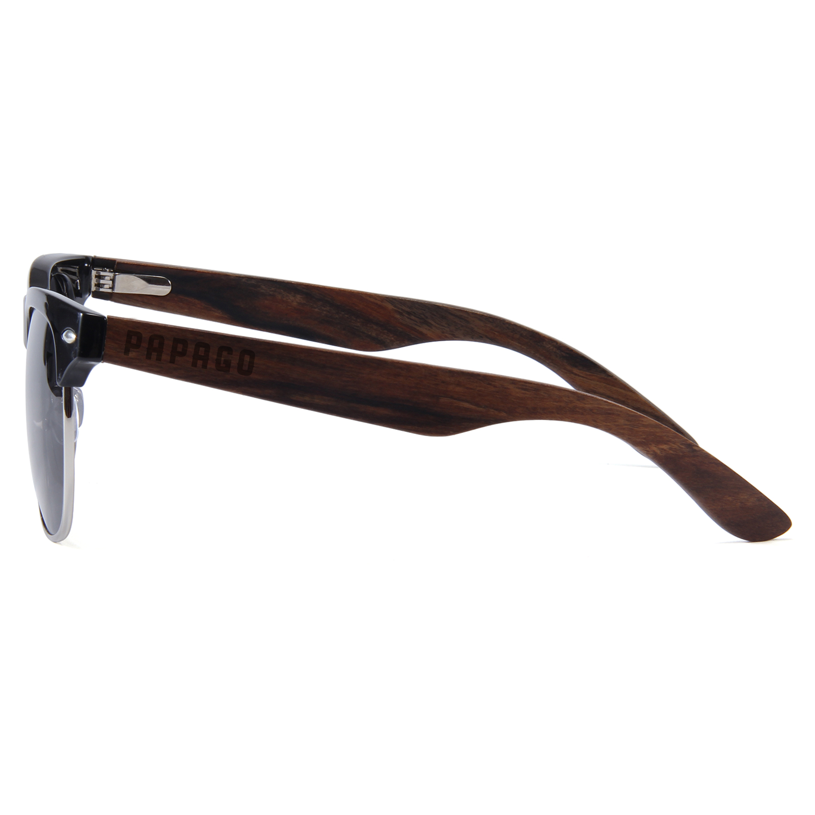 Papago Ebony Wood Newberries sunglasses with dark tinted lenses and wooden frames, showcasing a stylish, natural design.