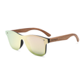Handmade recycled wooden sunglasses by Papago Coral Ventures with sleek frame and polarized lenses.