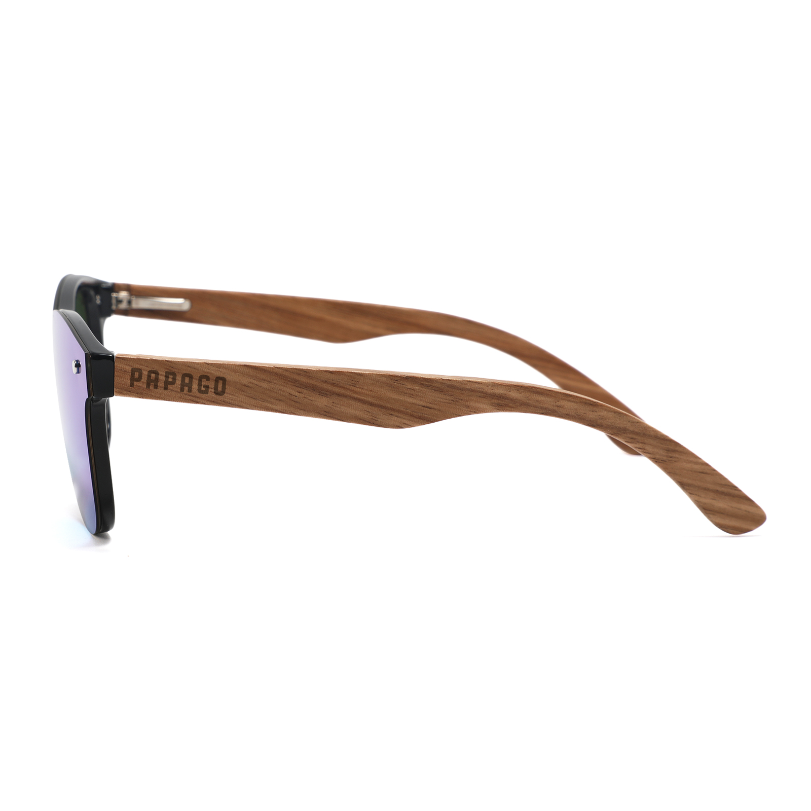 Papago Cerulean Ventures sunglasses logo on a sleek, modern pair of sunglasses with blue-tinted lenses and stylish frame.