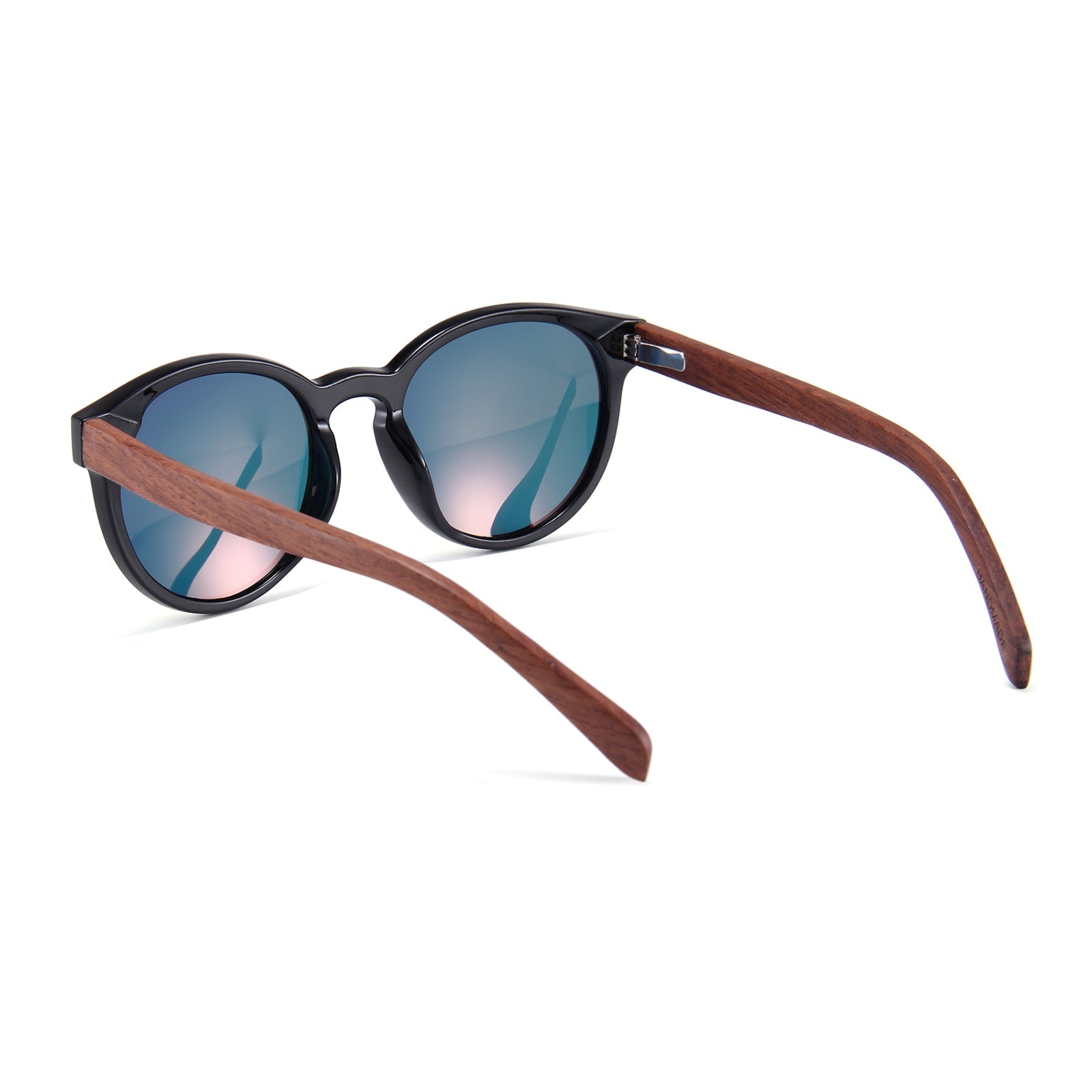 Papago Arriva Lidos handmade recycled wooden sunglasses with dark tinted lenses and natural wood frame.
