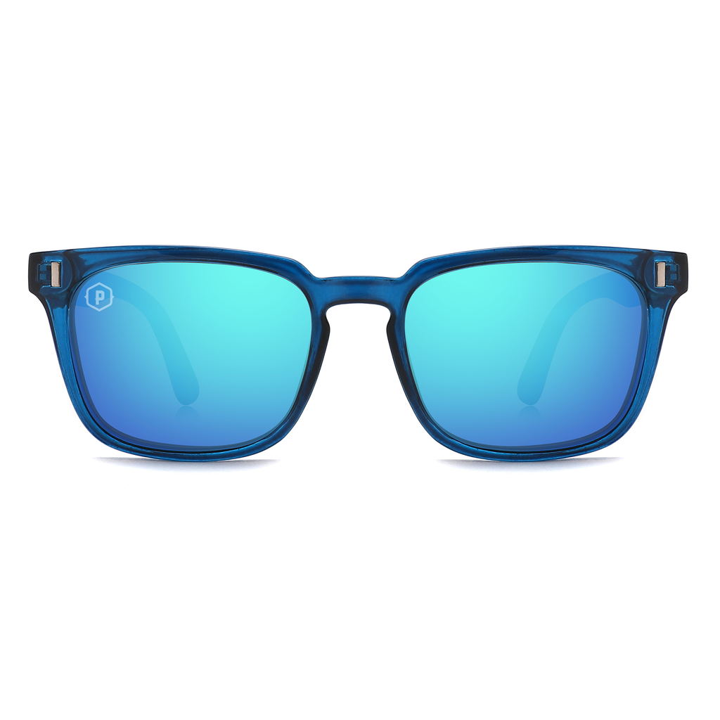 Papago Sapphire Denalis sunglasses with dark tinted lenses and sleek black frames, stylish eyewear for sun protection.