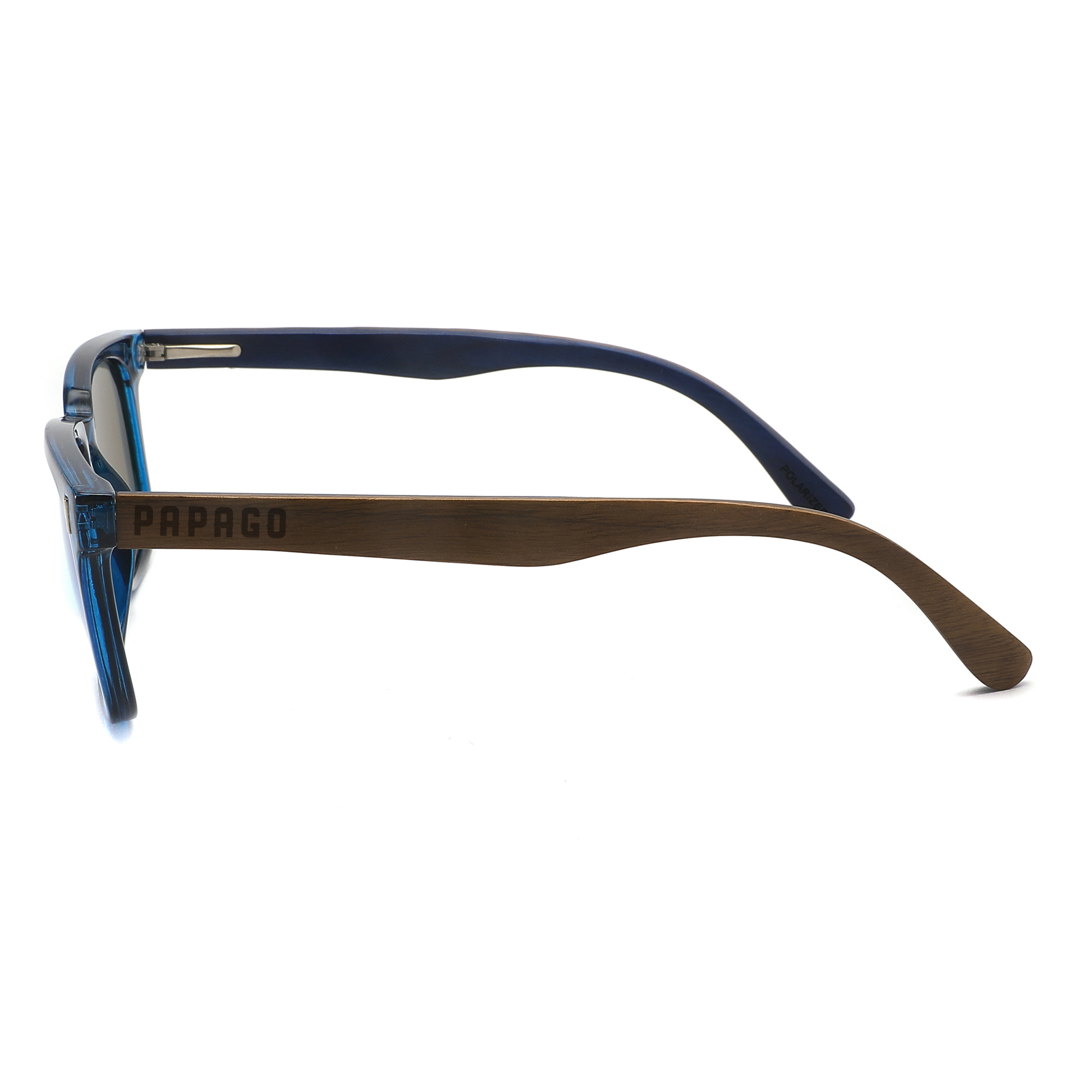 Papago Sapphire Denalis sunglasses with blue tinted lenses and black frame, stylish and protective eyewear.