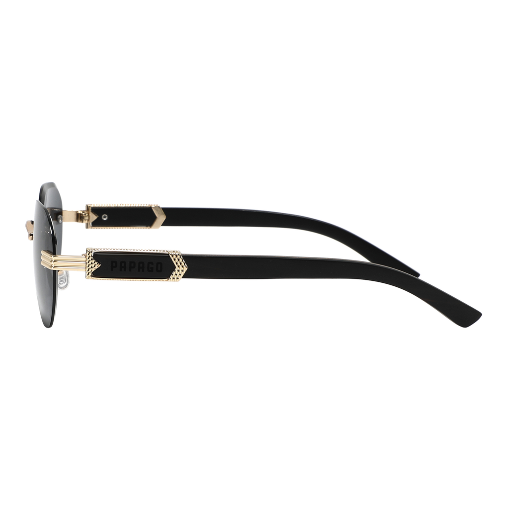 Papago Midnight Agassiz sunglasses with dark tinted lenses and sleek black frame, stylish eyewear for sunny days