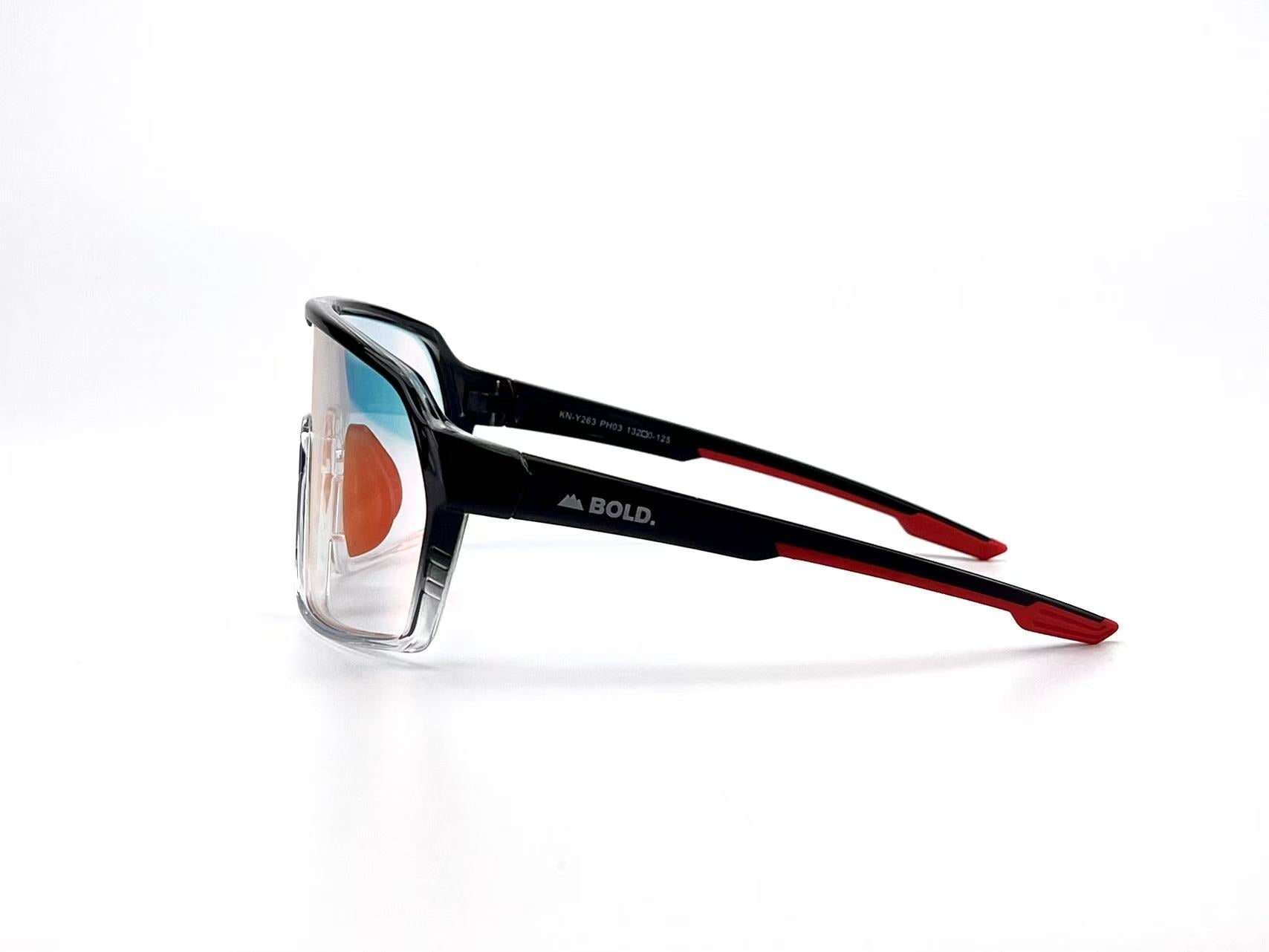 BOLD Drift photochromic sunglasses with outdoor-friendly design, featuring tinted lenses that adjust to light conditions.