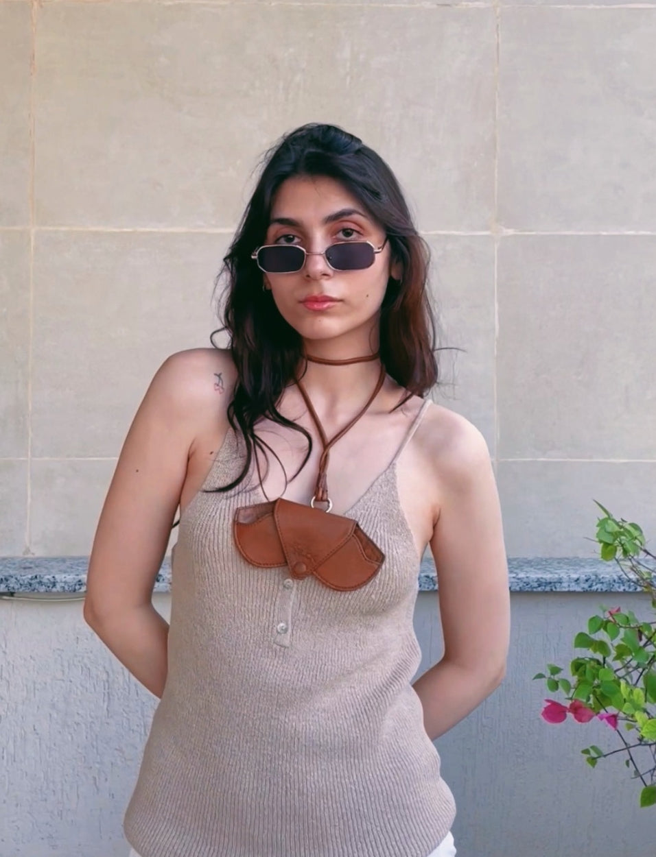 Noir Wearable Sunglass Case – Upcycled Leather | Econock