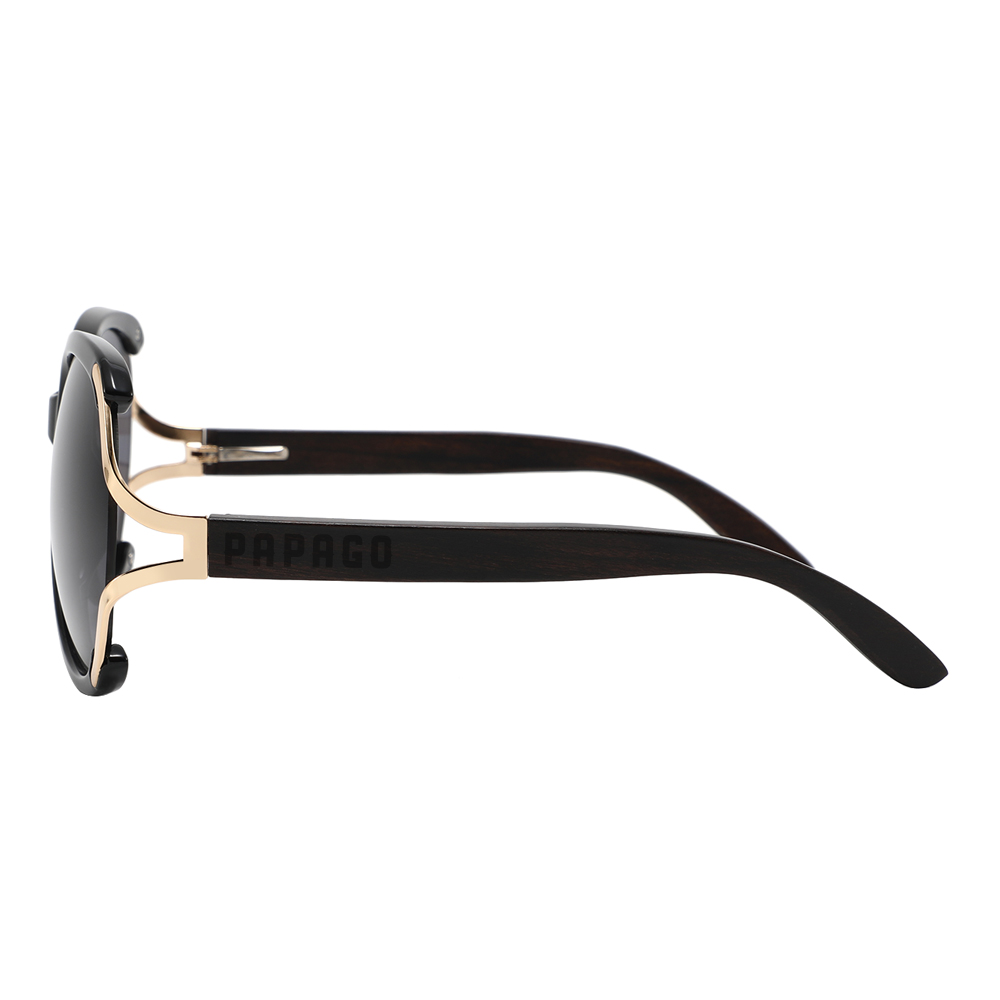 Papago Obsidian Halos sunglasses with dark tinted lenses and sleek black frame, stylish eyewear for sun protection.