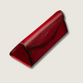 Red luxury leather sunglasses case by LEATHERE, stylish eyewear accessory with soft interior for protecting sunglasses.
