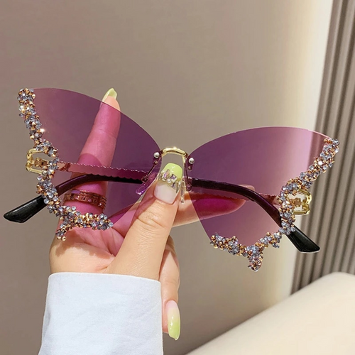 Butterfly Rhinestone Sunglasses – Vintage Oversized Shades for Women