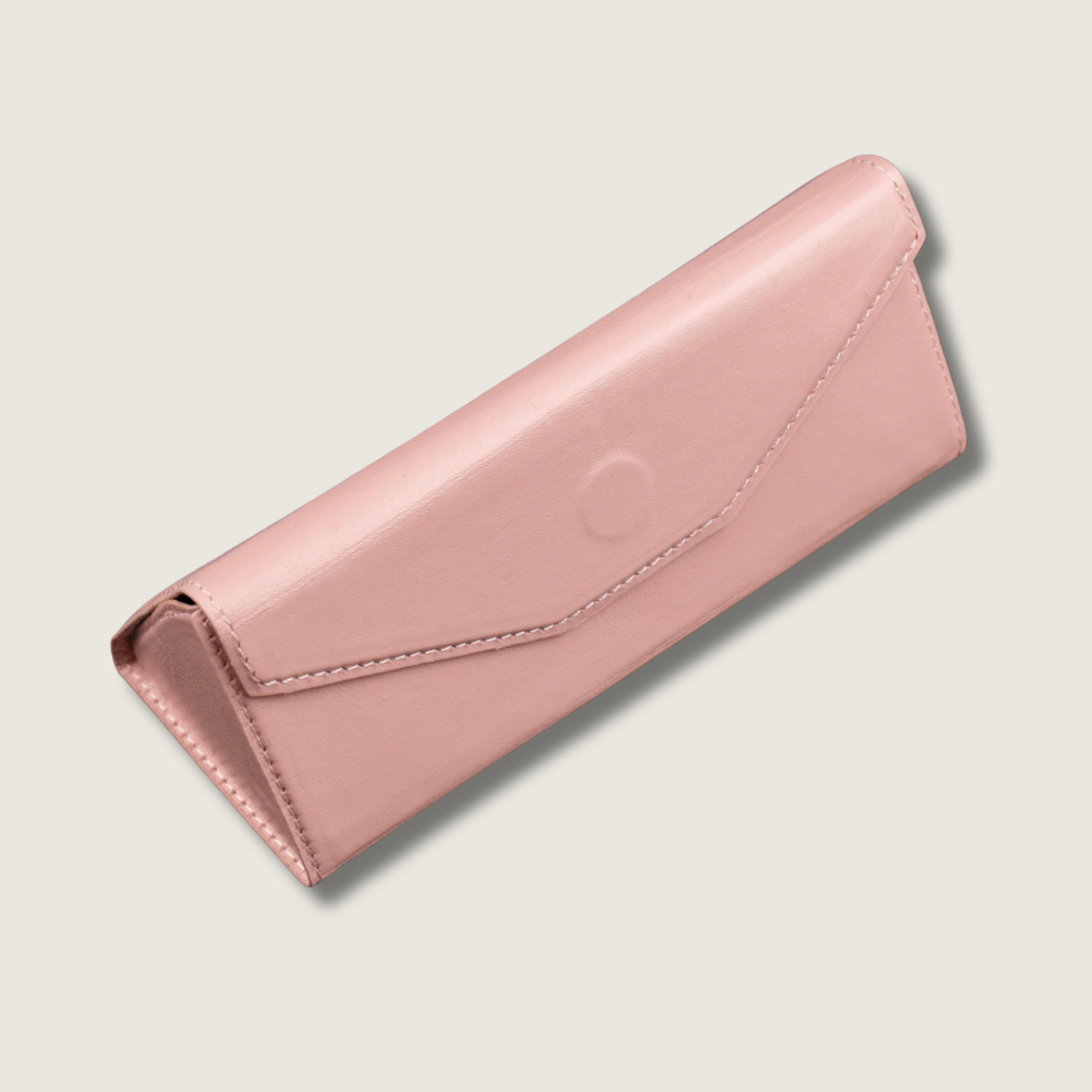 Pink luxury leather sunglasses case by LEATHERE, an elegant eyewear accessory for protecting sunglasses.