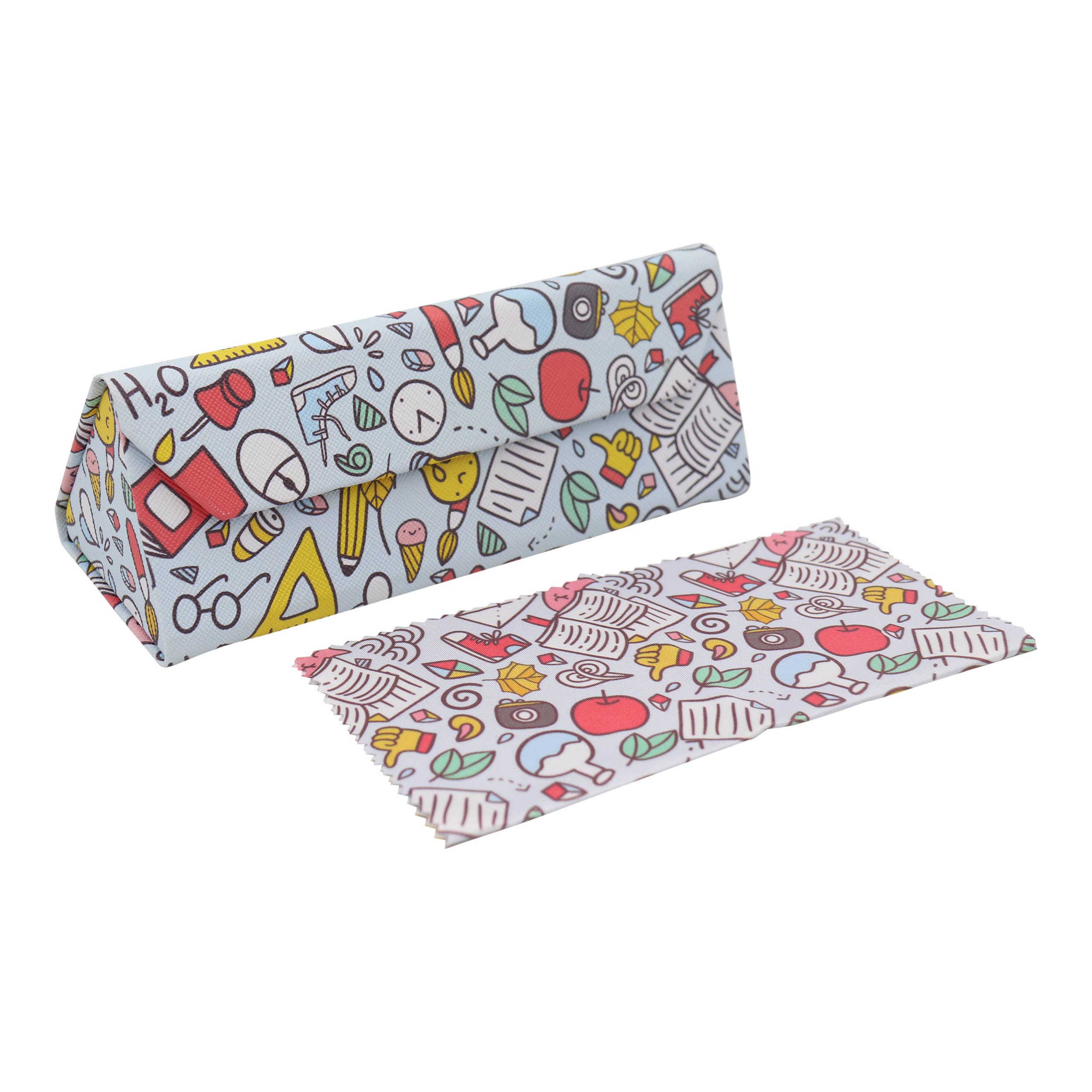 Back to School Print Vegan Leather Glasses Case