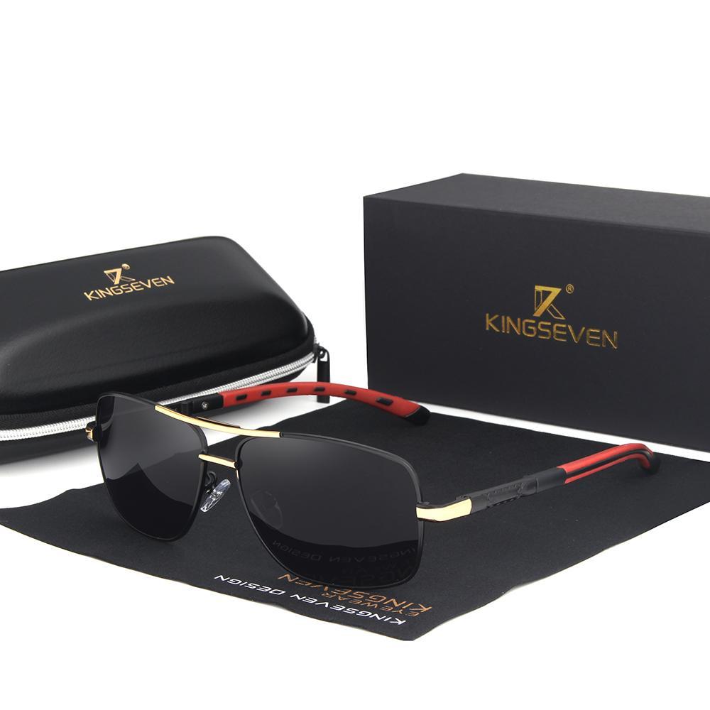 Stevvex Kingseven Aluminum Polarized Mirror Sunglasses with reflective lenses and sleek frame design.