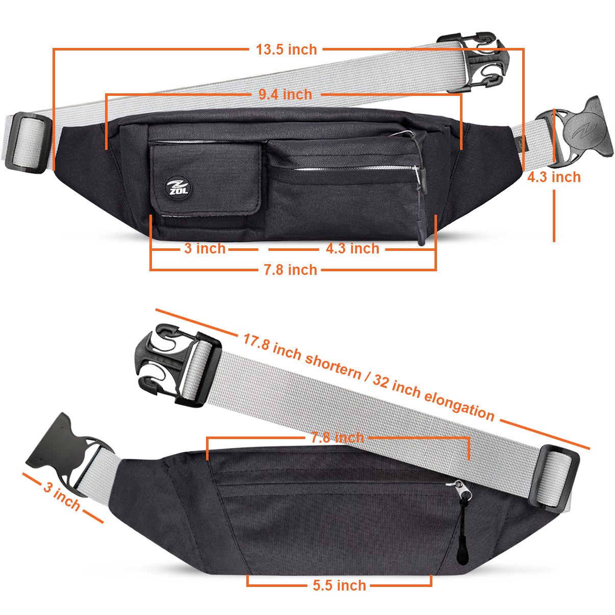 Zol Adventure Waist Bag – Sunglass Storage & Multi-Pocket Fanny Pack
