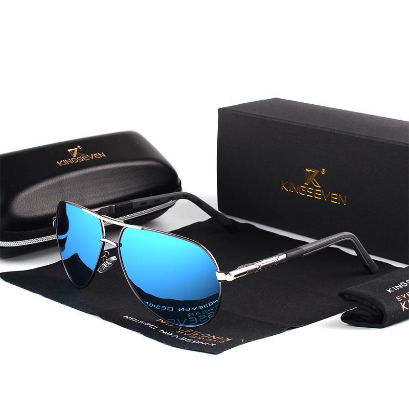 Stevvex luxury aluminum men's retro aviation polarized sunglasses with dark lenses and sleek metal frame.