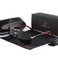 Luxury Stevvex men's aluminum retro aviation polarized sunglasses with dark tinted lenses and sleek frame design.