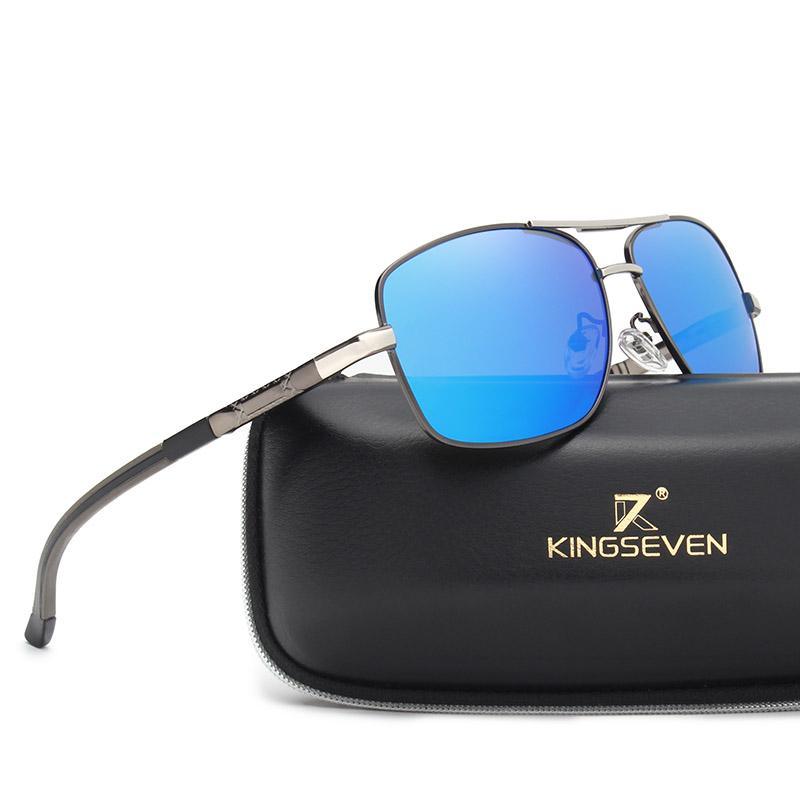 Kingseven aluminum polarized mirror sunglasses by Stevvex with reflective lenses and sleek frame, designed for outdoor protection.