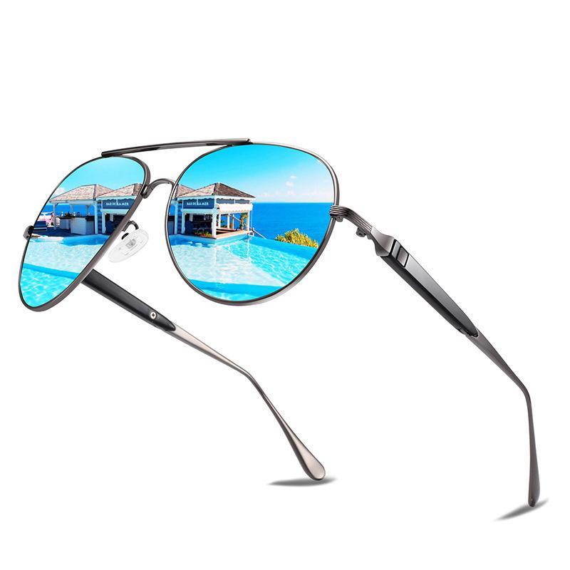 Stevvex luxury modern aviator sunglasses with polarized lenses and UV400 protection, featuring a sleek metal frame.