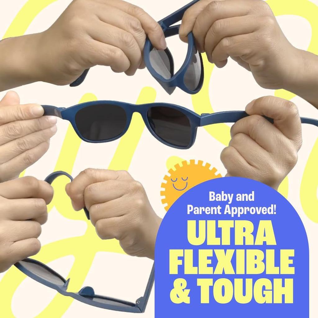 Unbreakable polarized toddler sunglasses with durable frame and tinted lenses, ideal for young children.