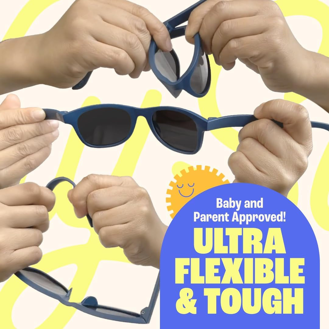 Unbreakable polarized toddler sunglasses with durable frame and tinted lenses, ideal for young children.