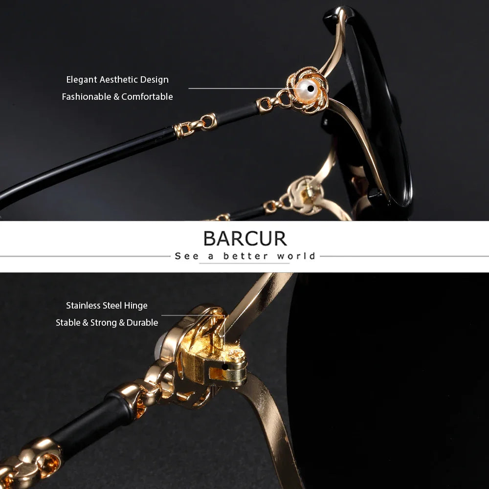 Stevvex BARCUR Trendy Butterfly UV400 polarized women's sunglasses with stylish butterfly-shaped frames and dark lenses.