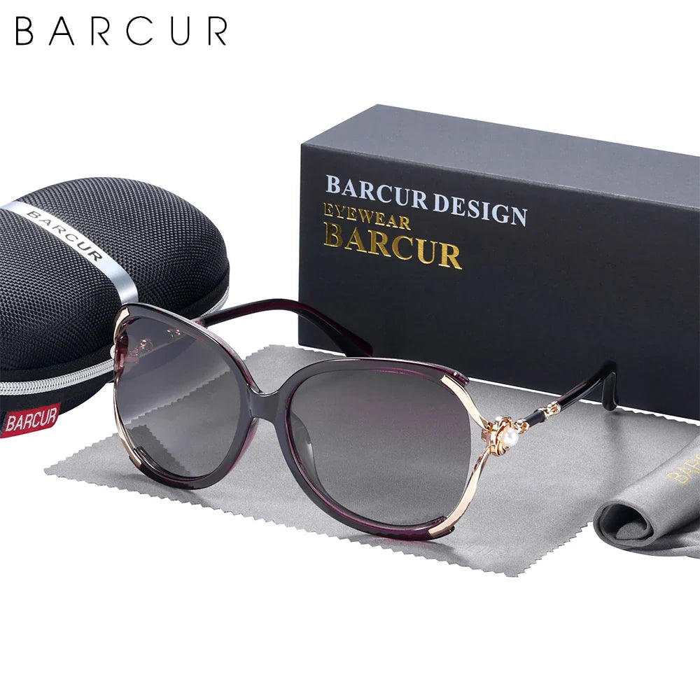 Stevvex BARCUR Trendy Butterfly UV400 polarized women's sunglasses with colorful frames and gradient lenses.