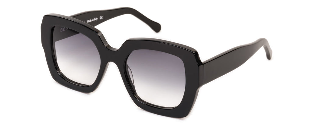 Ann Oversized Round Sunglasses – Italian-Made, Black Frame | Benny's Eyewear