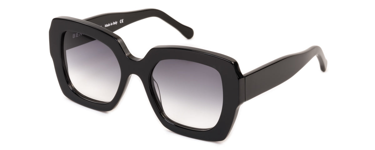Ann Oversized Round Sunglasses – Italian-Made, Black Frame | Benny's Eyewear