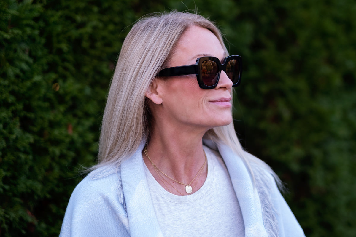 Ann Oversized Round Sunglasses – Italian-Made, Black Frame | Benny's Eyewear