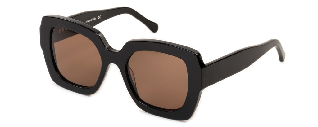 Ann Oversized Round Sunglasses – Italian-Made, Black Frame | Benny's Eyewear