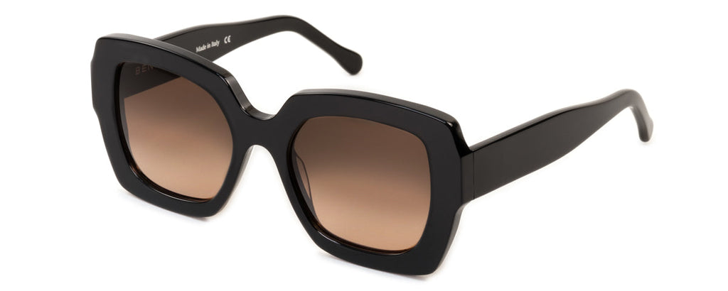 Ann Oversized Round Sunglasses – Italian-Made, Black Frame | Benny's Eyewear