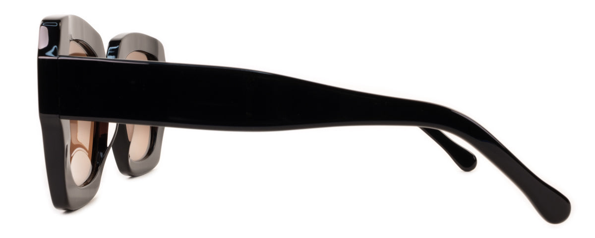 Ann Oversized Round Sunglasses – Italian-Made, Black Frame | Benny's Eyewear