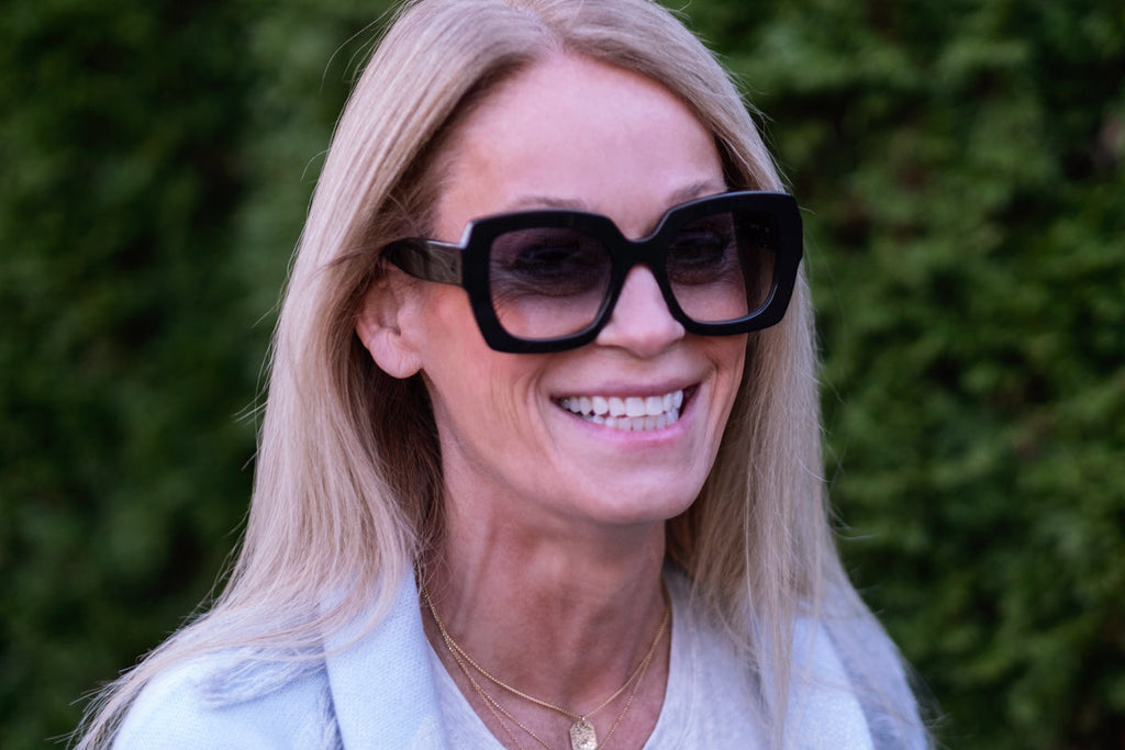 Ann Oversized Round Sunglasses – Italian-Made, Black Frame | Benny's Eyewear