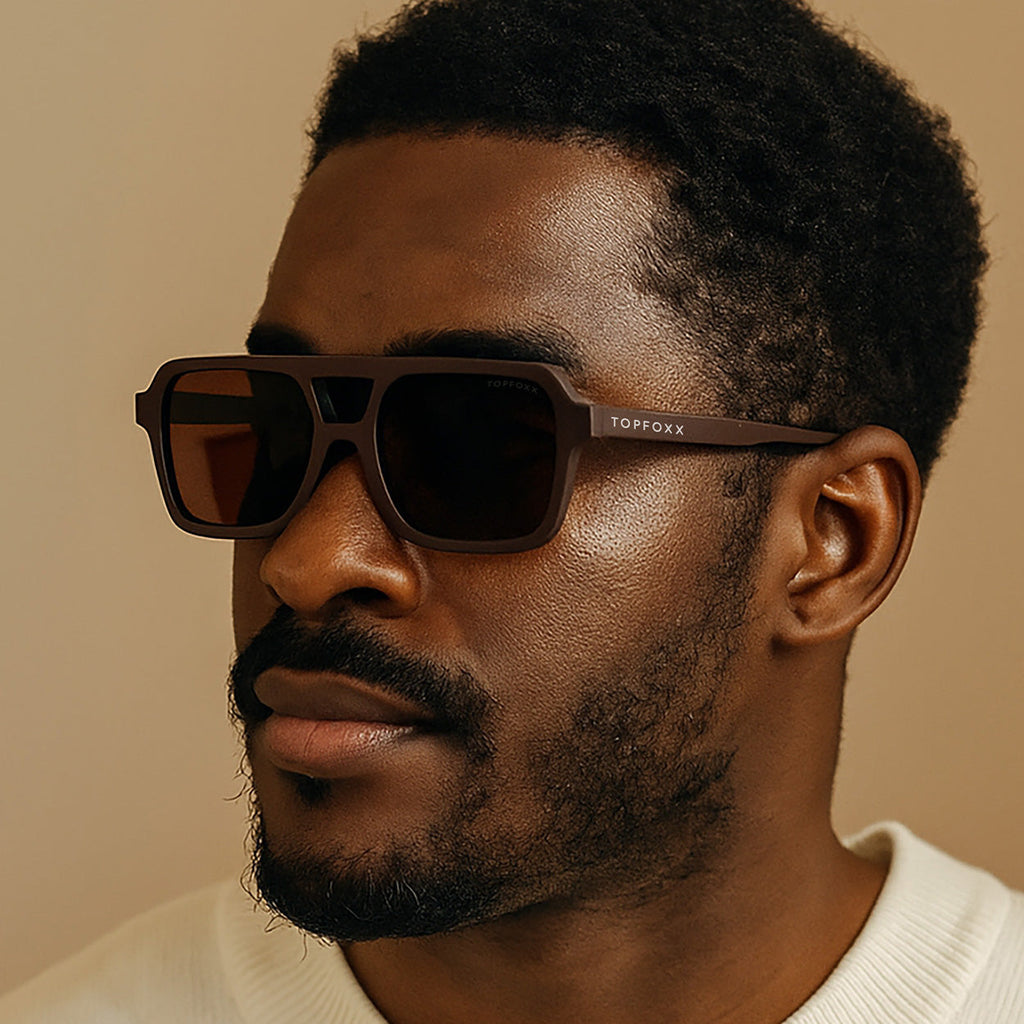 TopFoxx Atlas Brown Square Sunglasses