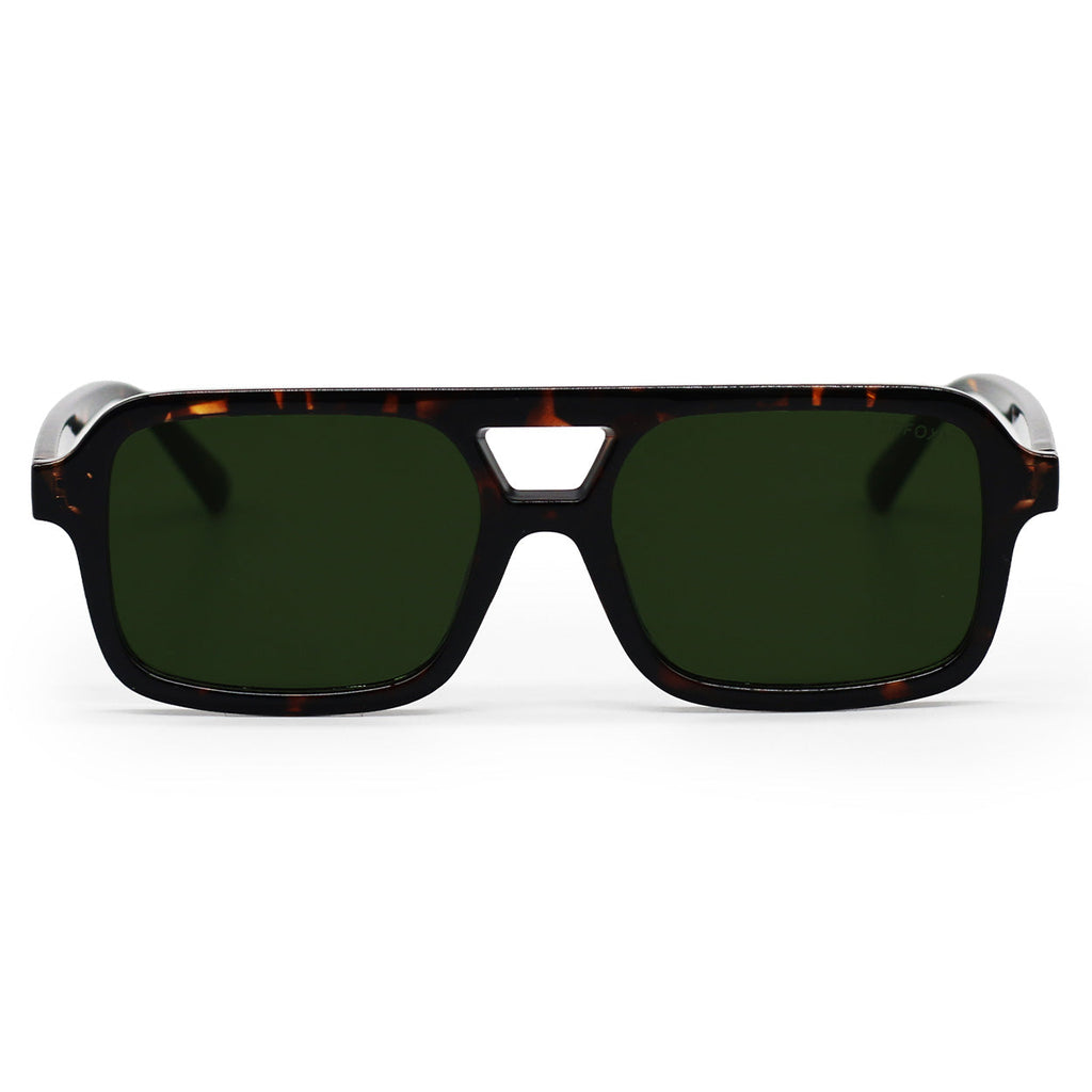 Atlas Green Tortoise Square Sunglasses — Architectural Frames, UV400 Protection