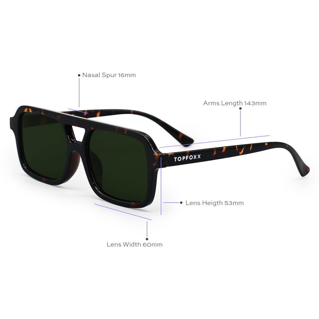 Atlas Green Tortoise Square Sunglasses — Architectural Frames, UV400 Protection