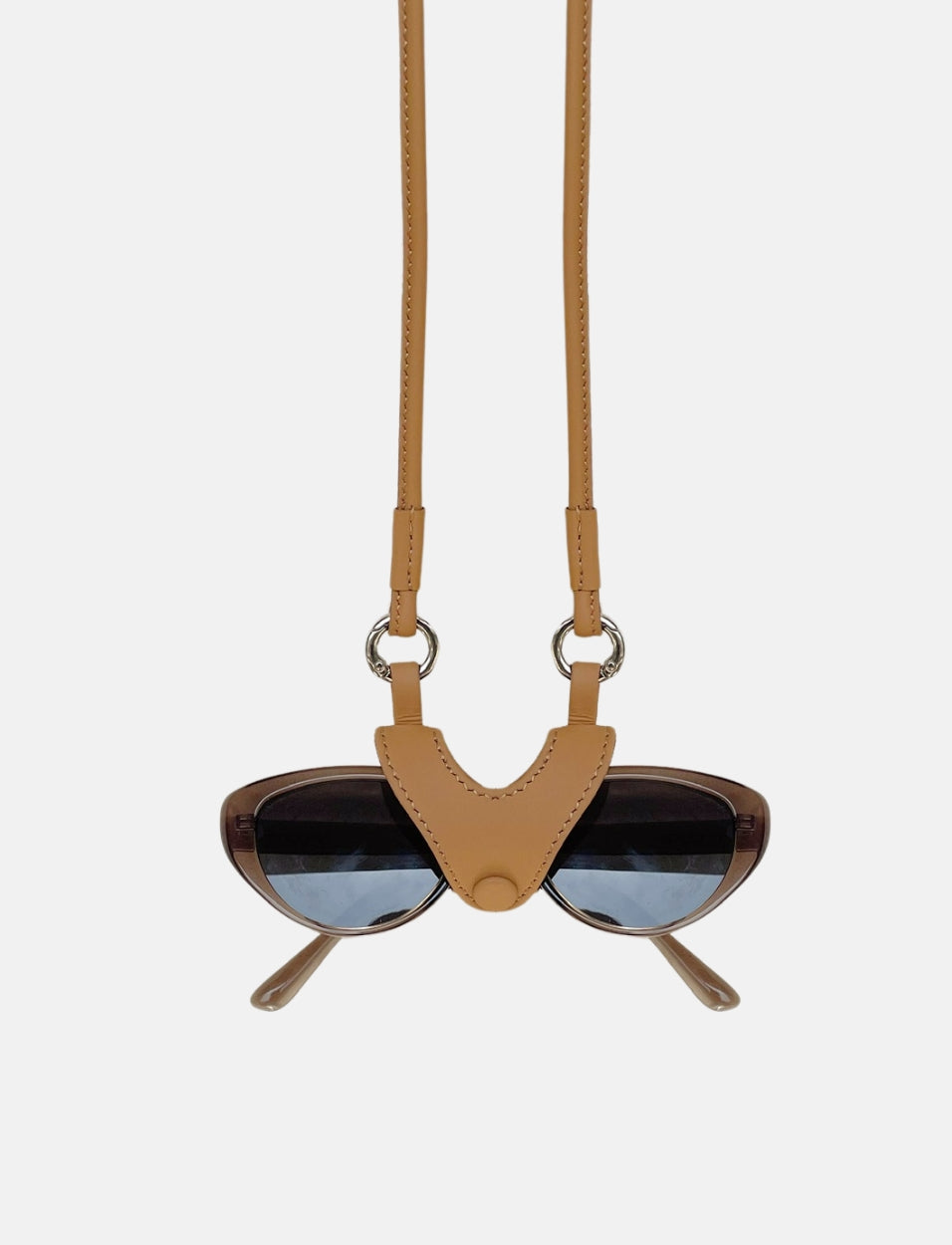 Econock Austere sunglass holder with mustard upcycled leather case and lanyard, handcrafted eyewear accessory from India
