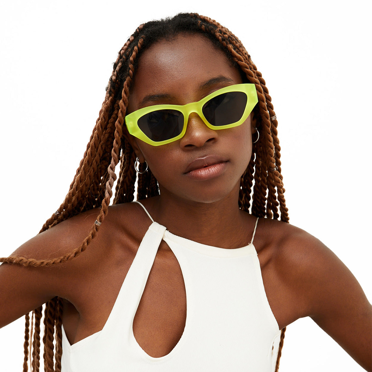 TopFoxx Bright as My Future Neon Cat Eye Sunglasses
