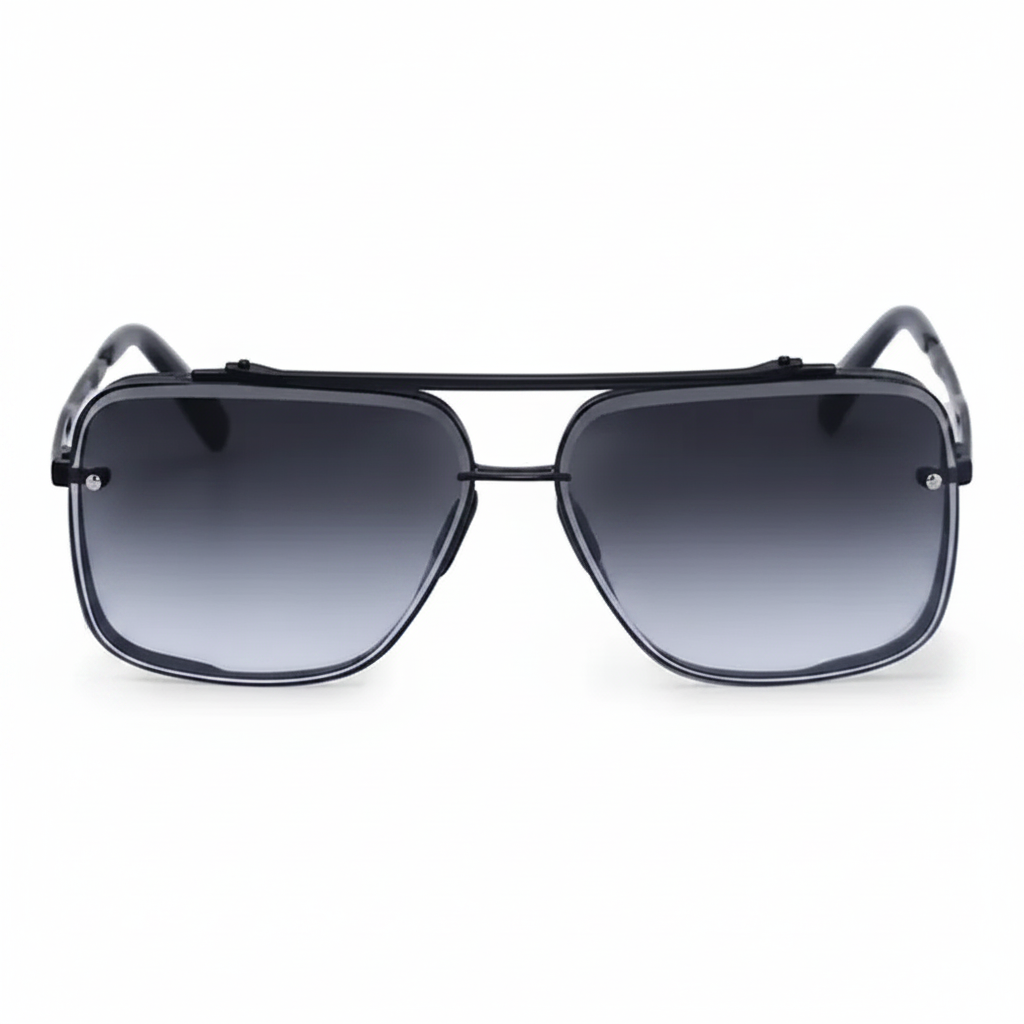 TopFoxx Bella Midnight Tangle-Free Oversized Square Aviator Sunglasses