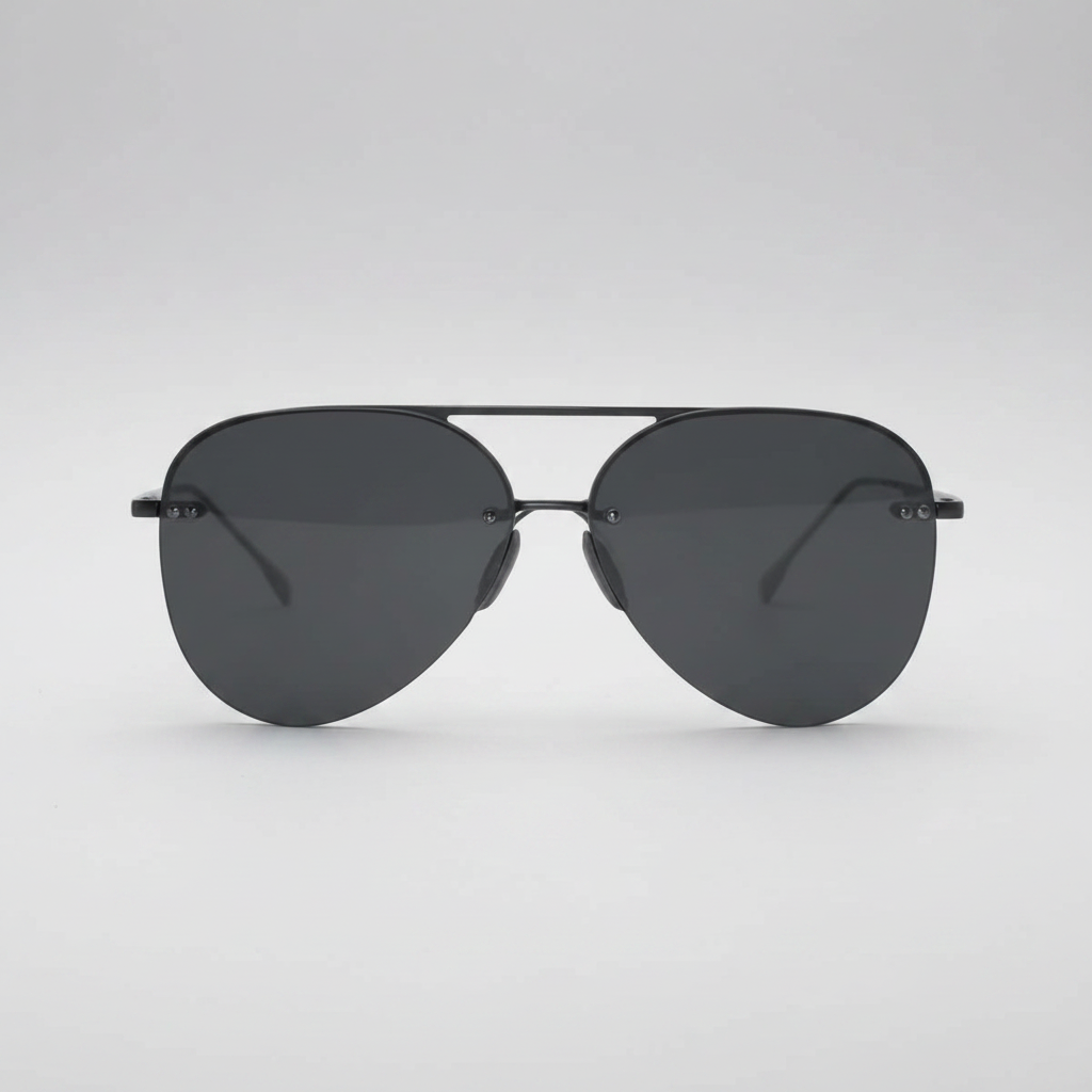 TopFoxx Smaller Megan 2 Jet Black Tangle-Free Aviator Sunglasses