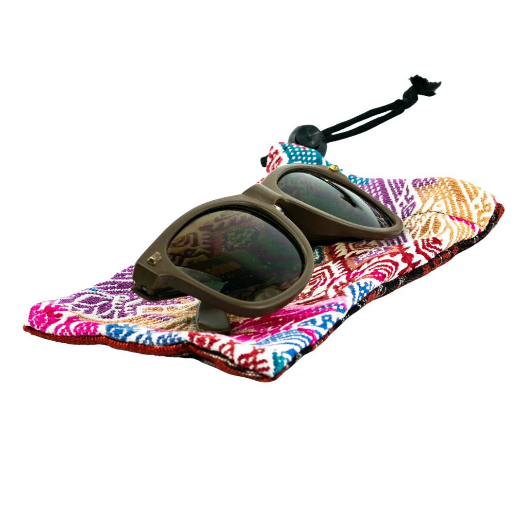 Lumily woven eyeglass case for sunglasses and eyewear accessories, with a textured fabric exterior and secure closure.