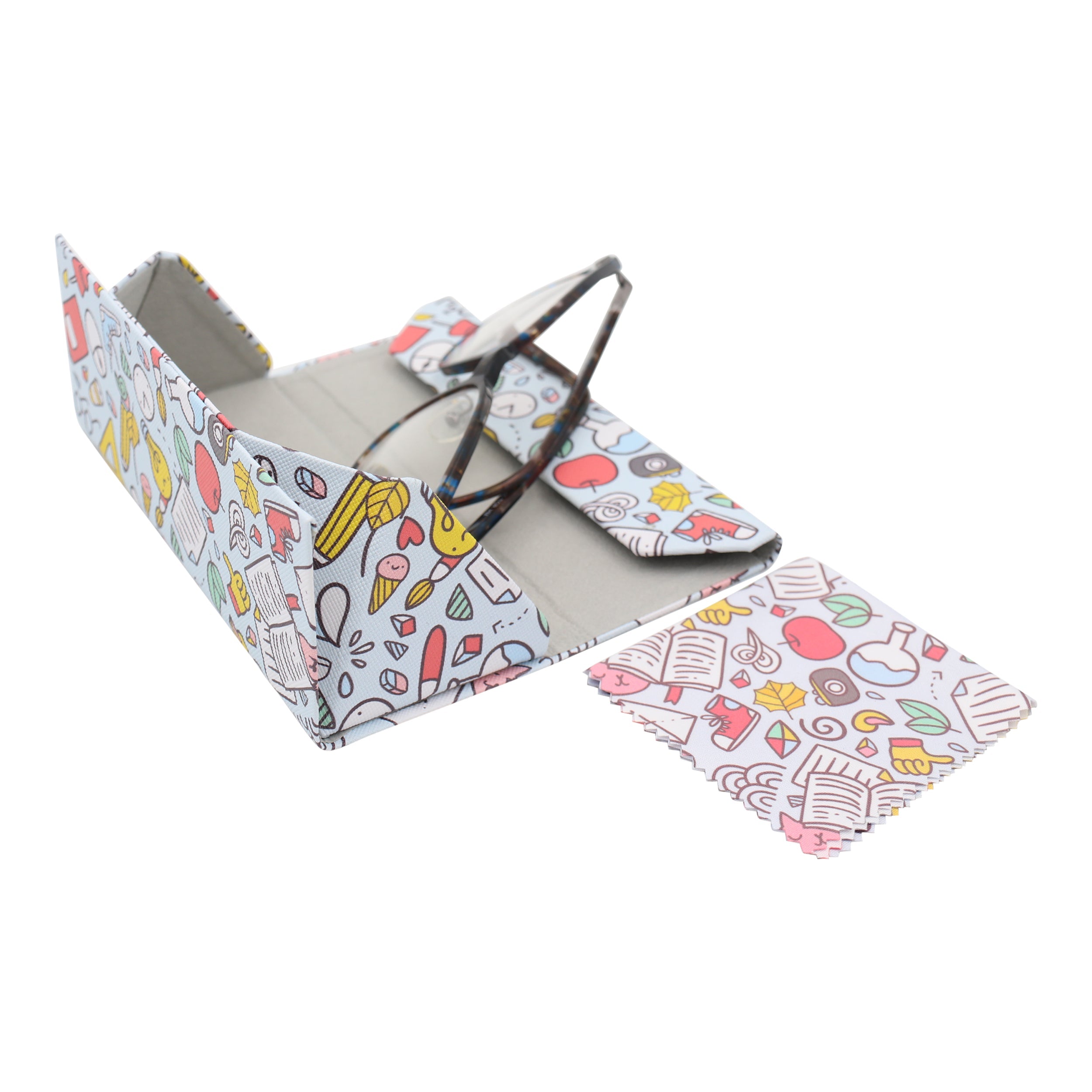 Back to School Print Vegan Leather Glasses Case