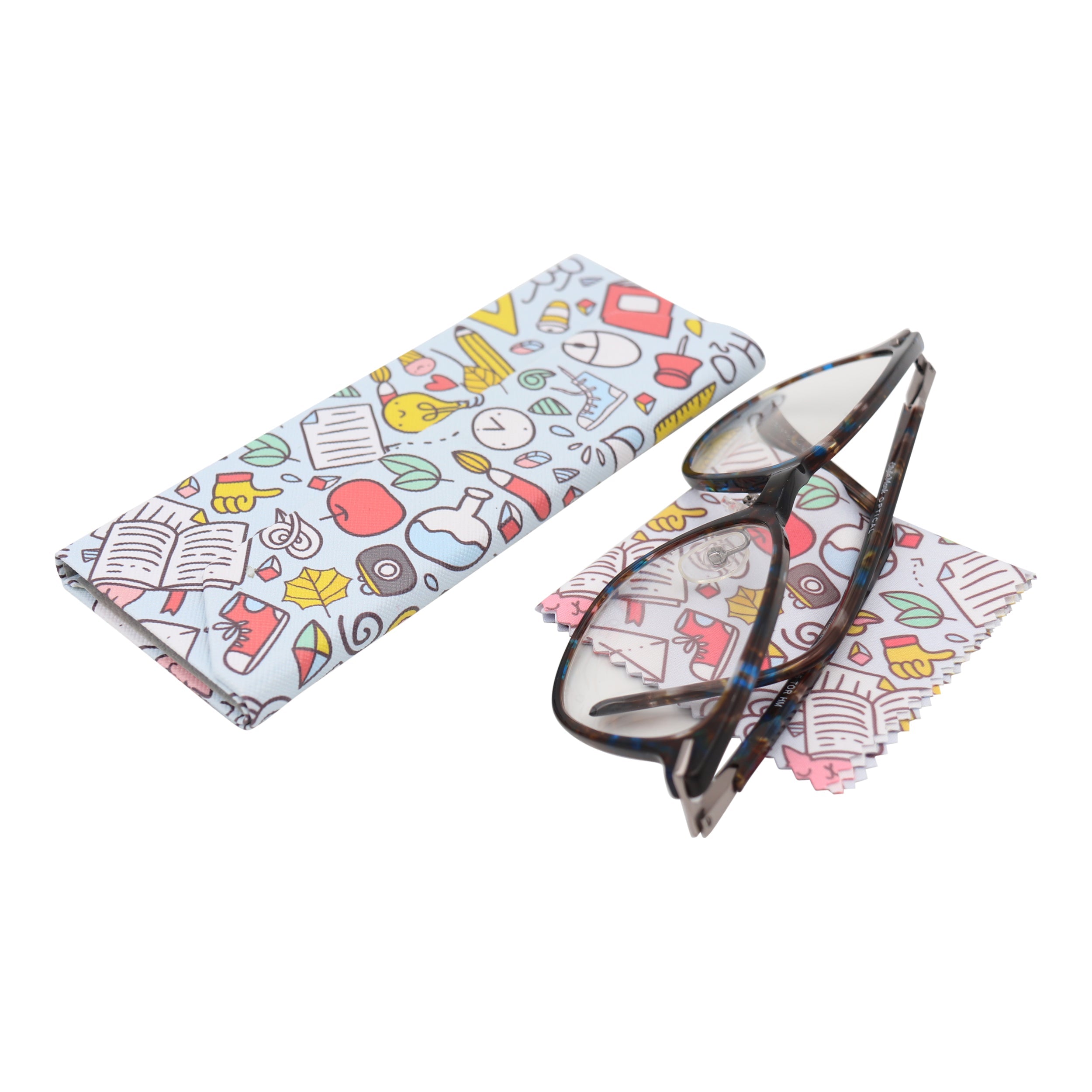 Back to School Print Vegan Leather Glasses Case