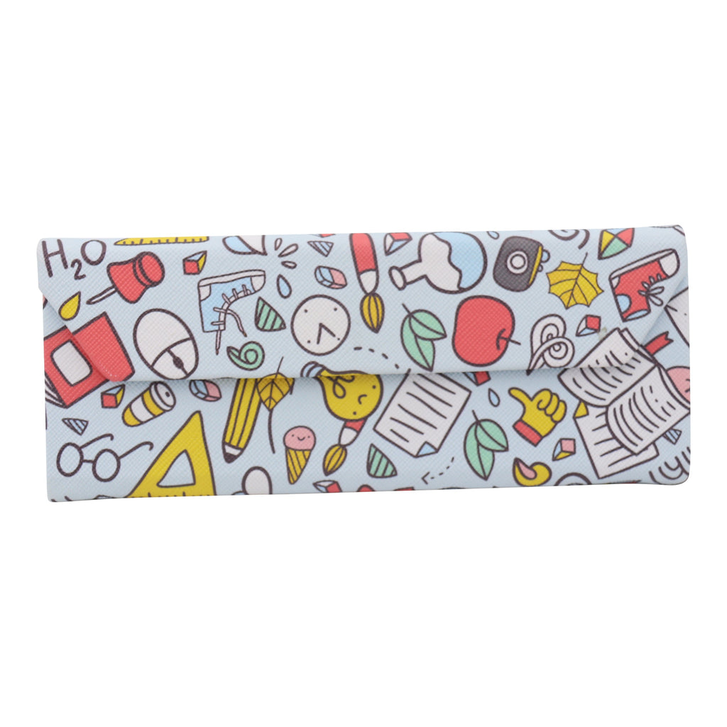 Back to School Print Vegan Leather Glasses Case