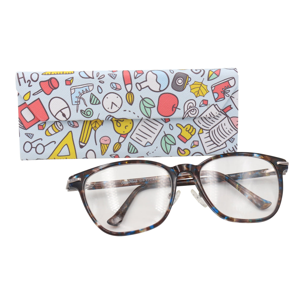 Back to School Print Vegan Leather Glasses Case