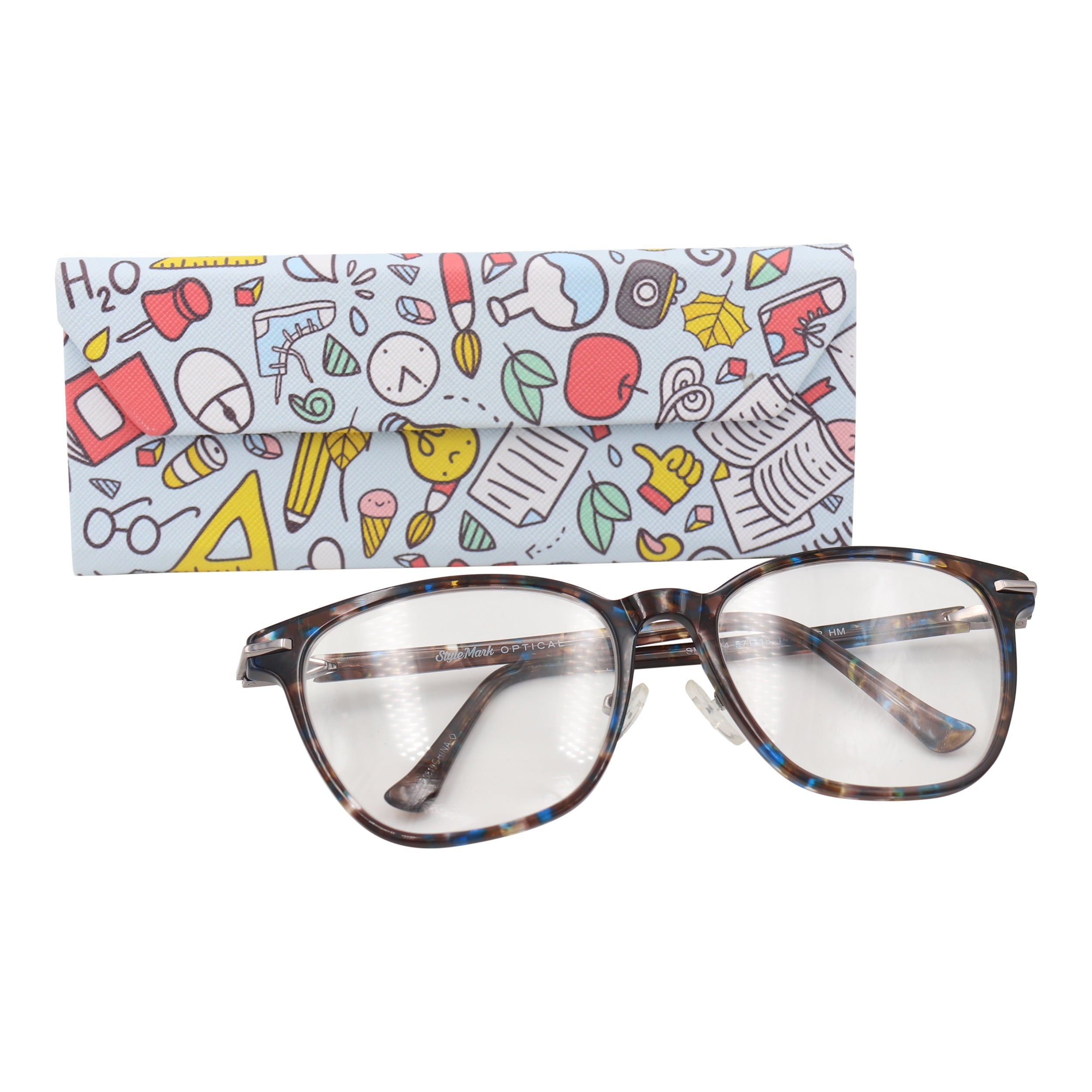 Back to School Print Vegan Leather Glasses Case