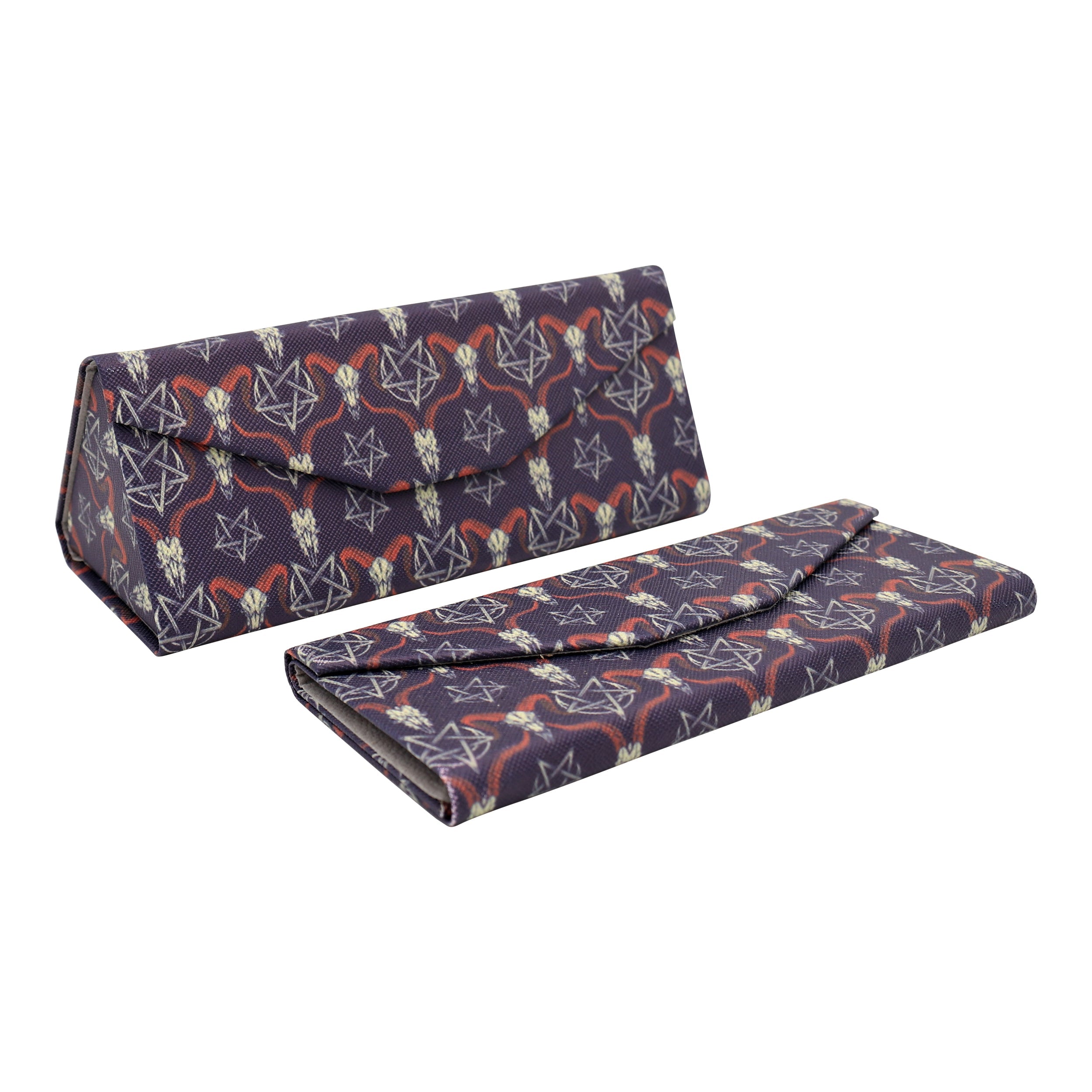 Baphomet Print Vegan Leather Glasses Case