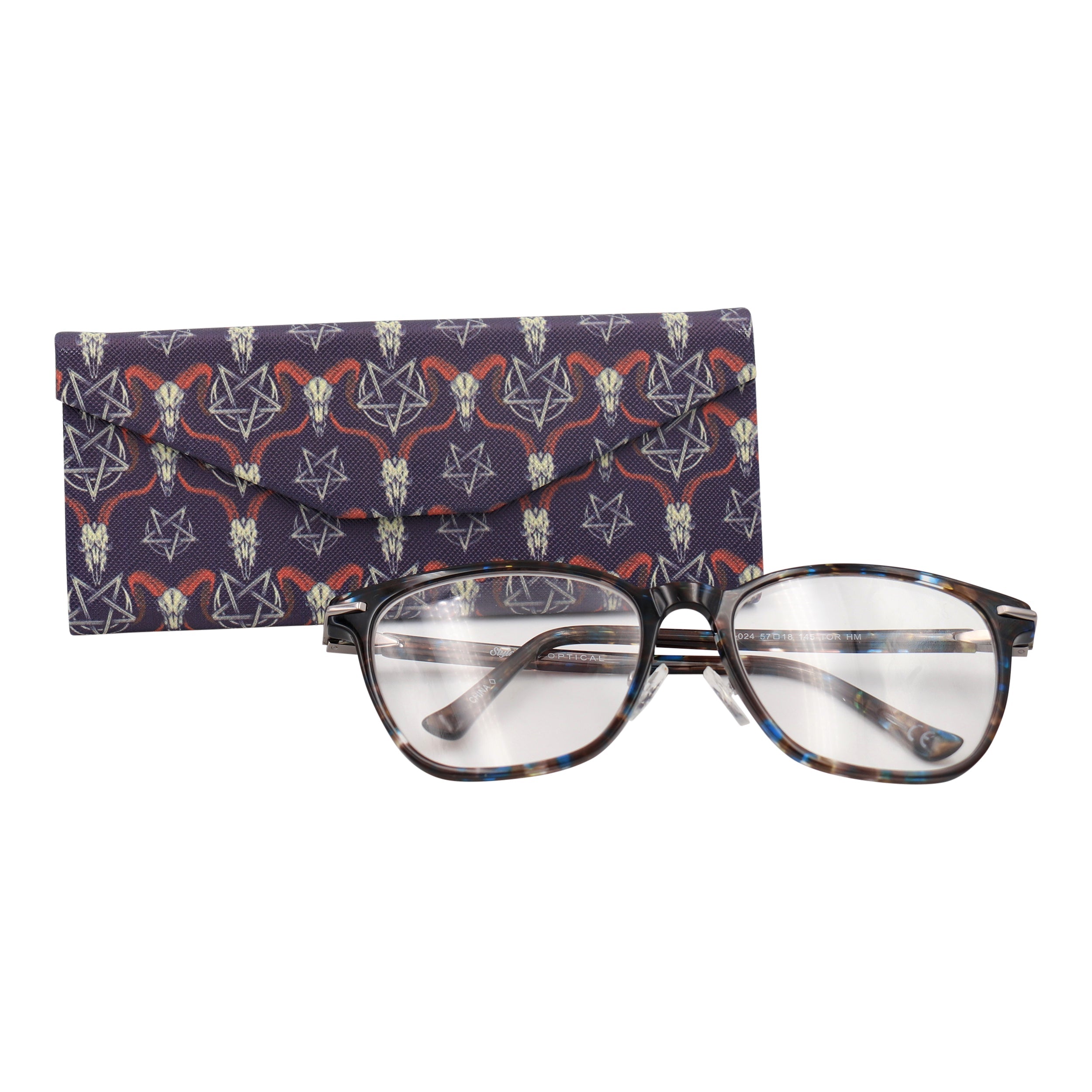 Baphomet Print Vegan Leather Glasses Case