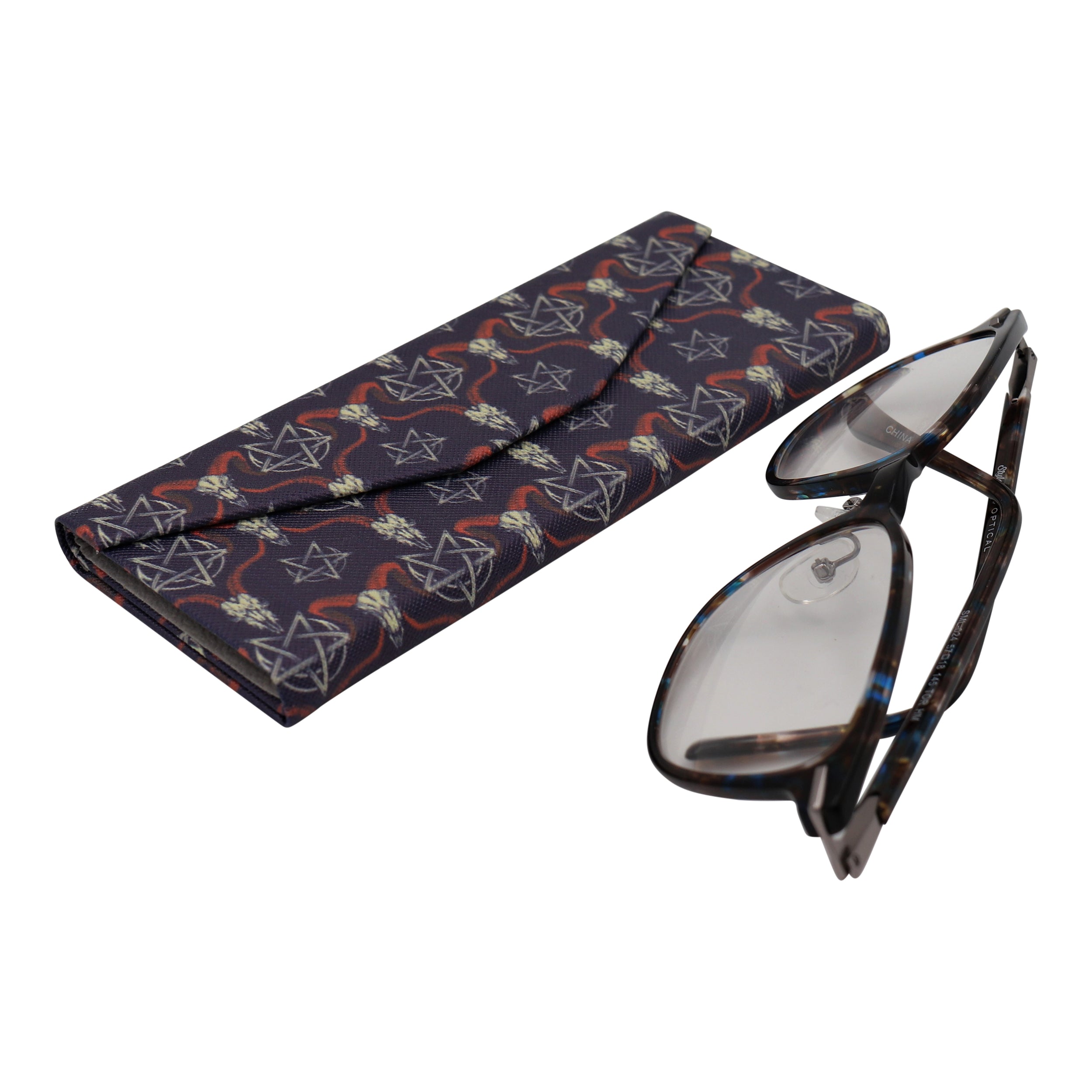 Baphomet Print Vegan Leather Glasses Case