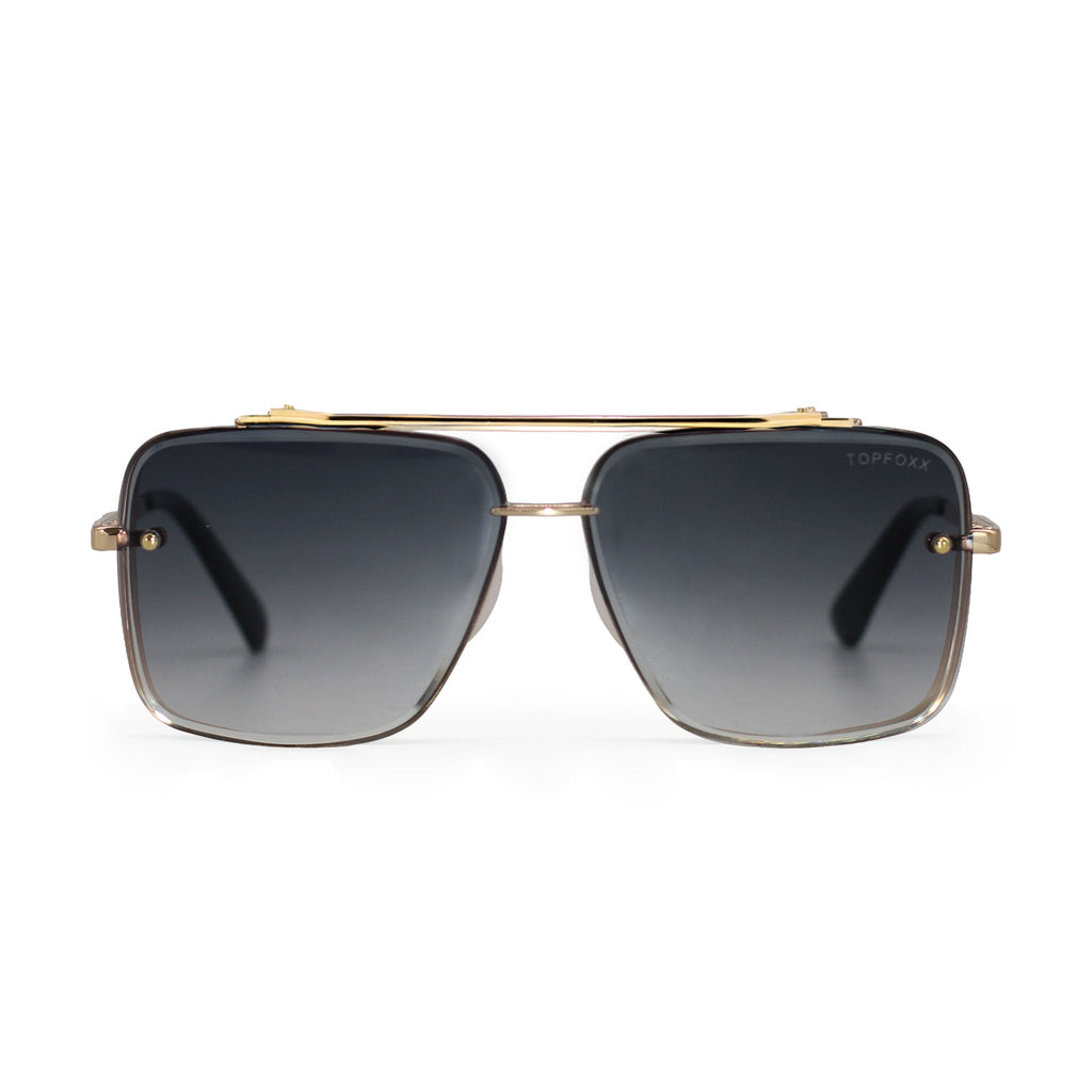 TopFoxx Bella Light Black Gold Tangle-Free Aviator Sunglasses